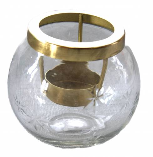 Teelichtglas mit Sternen in Metallgold